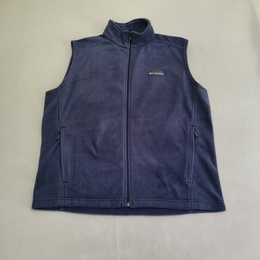 Columbia Navy Blue Fleece Vest Full Zip Men's L